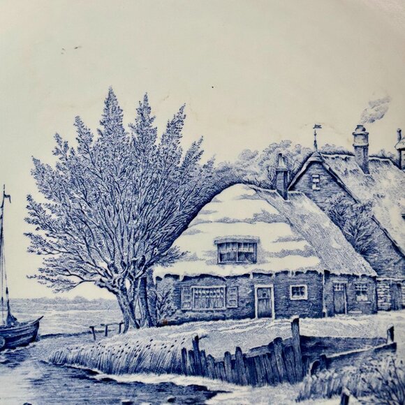 Vintage Royal Sphinx Delfts Cobalt Blue 15.5" Charger Plate by Boch - Picture 7 of 8